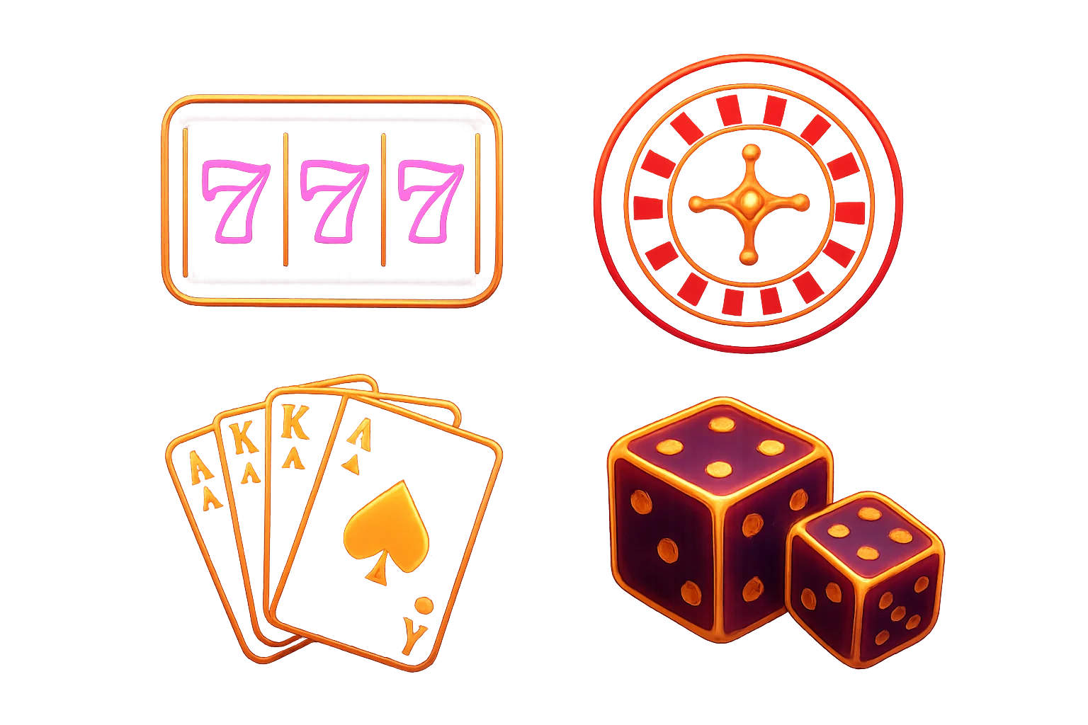 Glowing neon casino icon grid with slots, roulette, cards, and dice